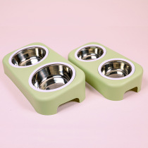 New stainless steel dog bowl cat minimalist pet double Bowl candy color plastic dog basin food set Pet Bowl