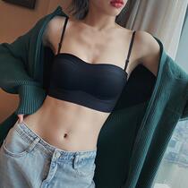 French incognito underwear womens summer thin section large chest display small rimless bra strapless bandeau anti-light bra