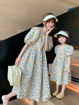 High-end pro-sub-dress 2022 new summer dress Mother girl Girl Broken Flowers Dress dress Summer Korean version Short sleeves princess dress