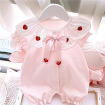 Baby Summer Clothing Slim Fit Clothes New Female Baby Conjoined Clothes Summer Short Sleeves 100 Days Full Moon Princess Han Version Khaclothes