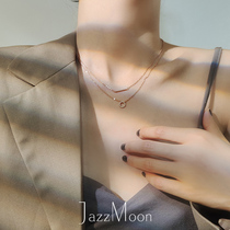 Double necklace female summer Sterling Silver 925 stack wearing birthday to send girlfriend girlfriend gift box choker female rose gold