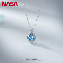 NASA joint Ocean Heart 925 sterling silver necklace Neck chain Wild collarbone accessories Crystal simple gift to girlfriend