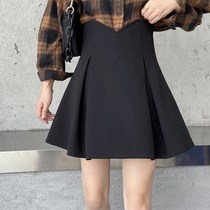 Summer crotch skirt womens high waist thin pleated skirt 2021 New Korean version of pleated black A- line dress tide