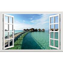 3d three-dimensional mural real SHU fake window imitation household wall self-adhesive wall stickers landscape painting living room background bedroom background decoration