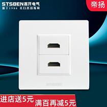 Type 86 wall concealed multimedia panel in-line dual-port hdmi panel two 4K hd cable HDMI plug