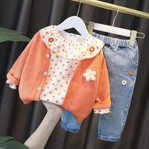Girl autumn suit 2020 new foreign style 1 a 3 year old girl baby autumn clothes baby children three Sets Summer