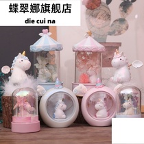 Crystal ball girl creative gift Small night light music box Cute birthday girl music box Unicorn gift
