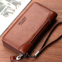 Woodpecker New Bull Leather Brand Men Genuine Leather Wallet Large Capacity Mens Handbags Woman Style Long Zip Bag