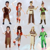 Childrens wild costumes Halloween hunters Africa drum BAO WEN Mens and womens clothes COS Indigenous original people acting out