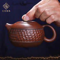 Airplane pot High-end teapot Hammer pattern Xishi pot Ceramic single pot handmade Yunnan Jianshui purple pottery pot Tea set Tea making