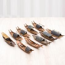 Toys retro wooden boat Chinese wulak boat small wooden boat solid wood boat fishing pure handmade model ornaments fishing boat bag