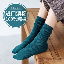Socks female long Jane summer autumn Korean version of the tube pile socks ins tide Autumn New 2021 Korean cotton socks Joker
