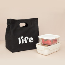 Manufacturers directly supply Japanese-style simple insulation bag bento bag canvas meal bag work thickened aluminum foil warm lunch box bag collar