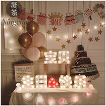 Happy birthday led letter star lamp decoration trunk surprise baby birthday decoration scene cloth