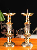 Real Bronze Artisan Pure Brass Finely Carved Wax Candlelit Candlestick for the Entrance Treasure of the Festive Season of Wedding