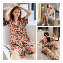 Japan you gelato pique pajamas short-sleeved shorts Strawberry ice silk thin section two-piece home wear