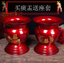 Wedding supplies iron spittoon son barrel red high foot spittoon red enamel with lid night pot urinal wedding dowry