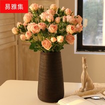 Imitation rose bouquet 12 Handbook retro scorched rose fake flower European wedding hand-held props bouquet