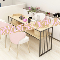 Japanese modern simple nail table Solid wood storage nail table single table and chair Net red explosion set combination