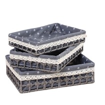 Straw storage basket woven fabric desktop coffee table sundries storage basket straw books snack shelf storage HHT