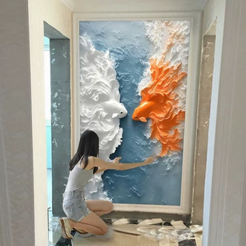 锦鲤3D浮雕玄关画-锦鲤3D浮雕玄关画促销价格、锦鲤3D浮雕玄关画品牌- 淘宝