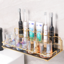 Wall Mount electric toothbrush holder toothpaste rack bathroom stainless steel shelf non-perforated table water tray