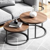 Minima Small Family Type Wooden Round Tea Table Hotel Folk Sleeping Living Room High And Low Tea Table Studio Reception Iron Art Round Table