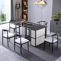 Chinese Rockboard Tea Table And Chairs Combined Office Bubble Tea Table Home Kung Fu Tea Table Guests Table Minimalist Flowing Water Tea Table