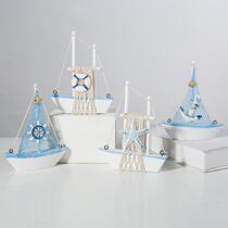 14CM Sailing Crafts Pendulum Pieces Mediterranean Style Wooden Sailing Model Number Cake Baking Pendulum