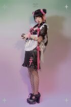 Stasera~Panda maid mini~National tide Chinese style modified cheongsam hot girl dog short black powder black and white