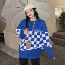 Urban sexy beauty lazy chess sweater winter 2021 New retro design sense loose knit jacket