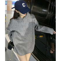 Urban sexy beauty turtleneck sweater jacket women autumn and winter loose half zipper lazy wind long sleeve