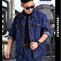 Autumn and winter denim overalls suit men wear-resistant and thick cotton anti-scalding labor construction site welder labor protection clothing