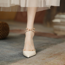 VIRRI CIAGA giant beauty giant exquisite~high heels female 2021 Baotou fine heel rivet one-line belt sandals