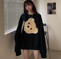 ins Super fire bear long sleeve sweater female autumn 2020 new Korean version of loose round neck pullover couple