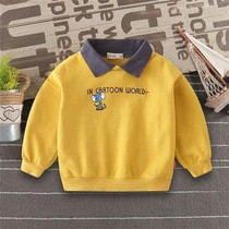 Boy clothes plus velvet 2021 spring and winter New style thick coat fake two baby childrens clothing Korean tide 1
