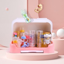 Put the baby bottle storage box baby drain rack baby supplies tableware food supplement dust-proof storage box with cover large