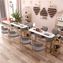 Net red nail table and chair set combination nail shop chair marble modern simple nail table special price economy