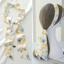 Long narrow small scarf womens summer niche tie head braided hair band tied bag thin ribbon Super fairy belt Tie streamer