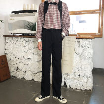 2021 Hanfeng New Joker Pendant Slight Xiong Pants Mens Hong Kong Wind Fall Feeler Straight Loose Pants Straight Loose Pants