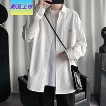 Long sleeve shirt mens autumn new mens fat plus size College wind labeling trend fat loose Korean