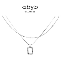  ABYBCHARMING necklace FEMALE summer art frame wild chain necklace double-layer square design clavicle chain accessories