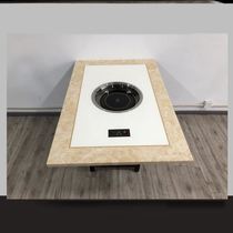 One-piece copper hot pot table hotel commercial economy winter bar storefront dining table and chair learning round table