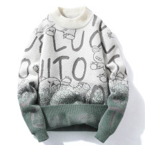 Tide brand Hongxing Bailun autumn and winter Crystal mink mens sweater plus velvet thickened warm Joker color coat men
