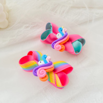 Angela Korean version of rainbow hair rope hairpin baby hair ring princess headdress unicorn head rope rubber band children's hair accessories