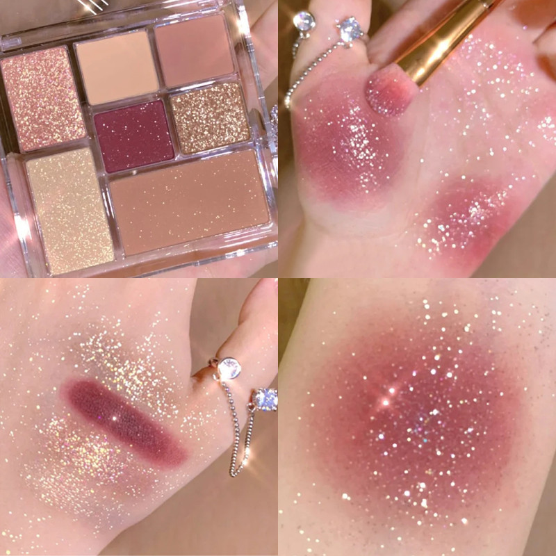 MEIBAOGE new color comes into the market, shimmering transparent seven color eye shadow plate, earth color, pearl light, matte color makeup ins eye shadow