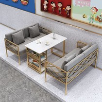 Customized Nordic wrought iron negotiation table and chair double sofa card holder milk tea shop dessert shop table and chair combination Net red bar