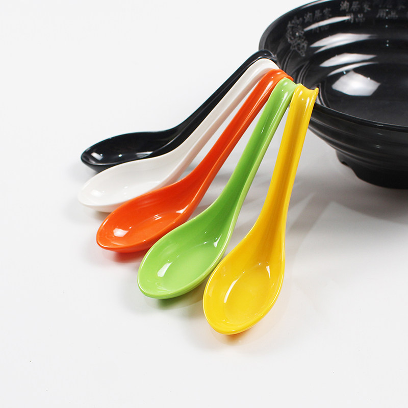 Hotel colored with hook spoon mimi soup spoon long handle imitation porcelain spoon plastic ramen spoon household spoon spoon