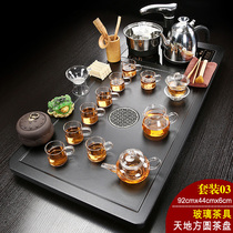 Complete set of tea set home living room automatic induction cooker tea cup tea table solid wood tea tray integrated Tea Sea simple