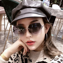 Eglantine Frameless Crystal trimmed polygon glasses Anti-UV sunglasses Women retro trendy sunglasses